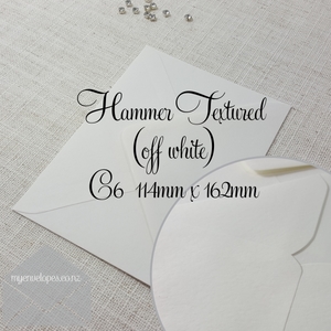 C6 114mm x 162mm: Hammer Textured Envelopes C6 Diamond Flap Off White