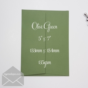 5x7 (A7): Olive Mid Green Envelopes 5×7 Square Flap 135gsm