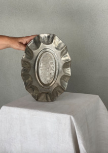 Scalloped silver dish with detail - My Exhibition