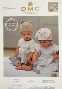 Patterns Knitting And Crocheting: 5274 DMC Teddy & Rabbit Cotton Hat. Level: Easy