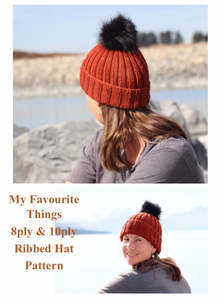 Adult Patterns 1: 8ply Or 10ply Adult Ribbed Pom Pom Hat Pattern