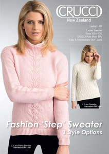 Adult Patterns 1: Fashion Step Sweater, 3 Style Options, 8ply Pattern