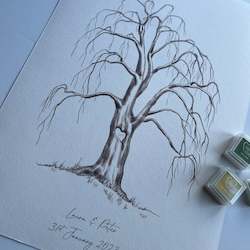 Guestbooks: Willow Tree Fingerprint Tree Wedding Guestbook