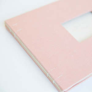 Artisan Book: Handmade Pink Linen Guestbook