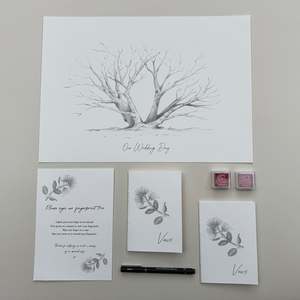All: Pohutukawa Wedding Keepsake Set - Fingerprint Tree & Vow Books