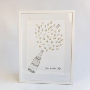 Champagne Bottle Fingerprint Retirement Guestbook