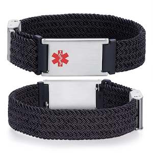 Bracelets: Cameron Charcoal Loop Stretch Medical ID