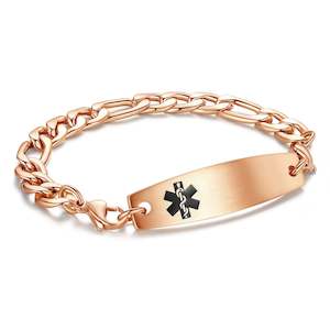 Girls Id Tags: Figaro Medical ID Bracelet - ROSE GOLD