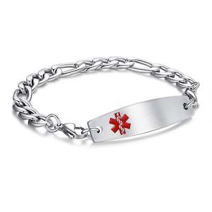 Girls Id Tags: Figaro Medical ID Bracelet - STAINLESS