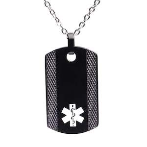 Girls Medical Id Necklaces: Taylor Medical Necklace Pendant - BLACK