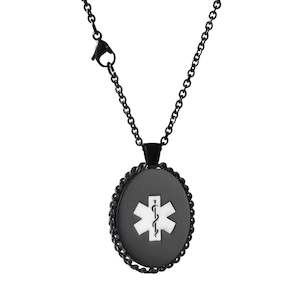 Girls Medical Id Necklaces: Brielle Medical ID Necklace BLACK