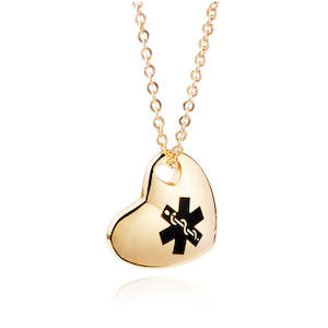 Girls Medical Id Necklaces: Manawanui Heart Necklace - Gold
