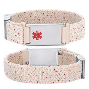 Girls Medical Id Bracelets: Cameron Light Speckled Loop Stretch Medical ID