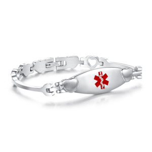 Girls Medical Id Bracelets: Bar Heart Medical ID Bracelet