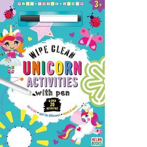 Melon Books | Wipe Clean Activity Book With Pen | Unicorns