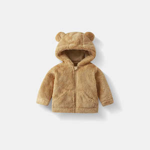 Boys Hoodies Jumpers: Fluffy Plush Teddy Jacket | Tan