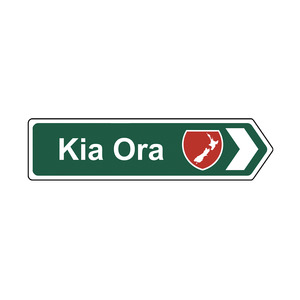 Native Wellington: Native Road Sign Arrow Magnet - Kia Ora