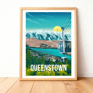 Native - Queenstown Travel Print A3