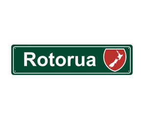 Rotorua Hanging Metal Sign