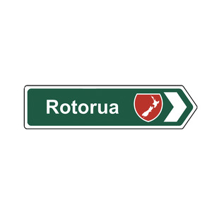 Native Rotorua: Native Road Sign Arrow Magnet - Rotorua