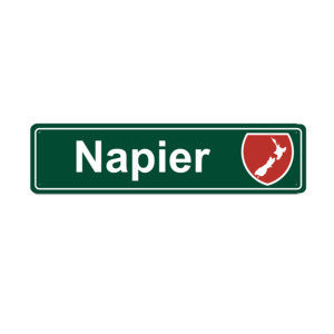 Hawkesbay: Napier Metal Sign - NZ Map Roadsign