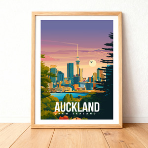 Native Auckland 1: Native - Auckland Travel Print A3
