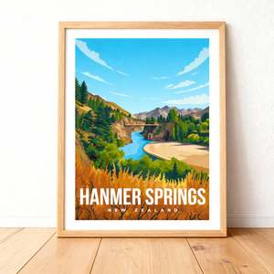 Native Metal Signs: Native - Hanmer Springs Travel Print A3