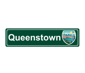 Queenstown Illustration Hanging Metal Sign