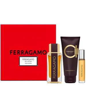 Ferragamo Spicy Leather EDP & Body Lotion Gift Set For Men