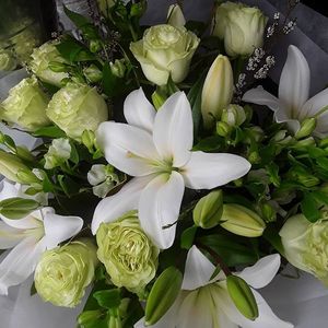 Products: White and Green Bouquet – Myrrh & Co Florist Mt Maunganui