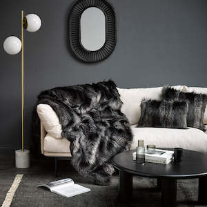 Imitation Fur Throws: Luxury Imitation Fur Throw - Black Coyote