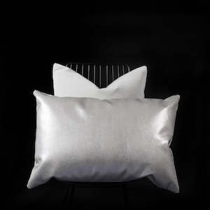 Your Home Sanctuary: Lizard Faux Leather Cushion - Metallic Silver