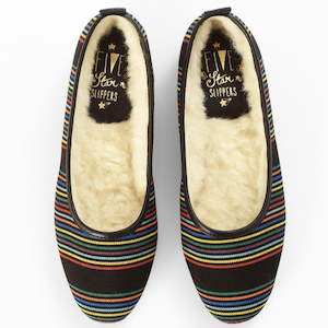 Slippers: Classic Ballet Slippers - Liquorice Stripe Fabric