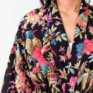 Kimono Robes: Paradise Black Kimono Robe