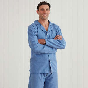 Mens Pyjamas And Sleepwear: Theo Men's Classic Cotton Linen Pyjama Set
