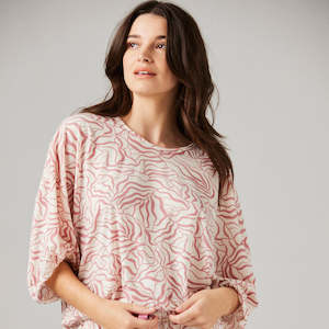 Bamboo And Silk Sleepwear: Demi Top Flora - Merino Loungewear