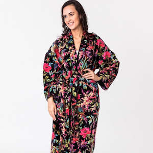 Kimono Robes: Paradise Black Velvet Robe