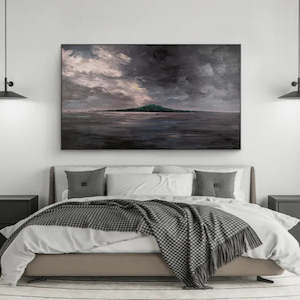 Rangitoto by night - oil painting