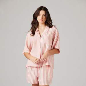 Cleo Linen Pyjama Shirt - Sunset Stripe