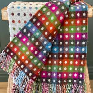 Multi Spot Grey Merino Wool Throw