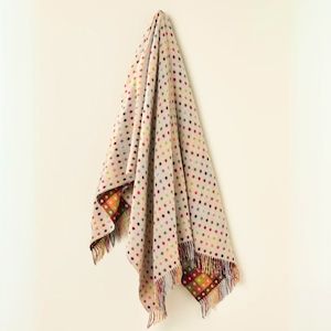 Multi Spot Beige Merino Wool Throw