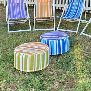 Striped Outdoor Pouffe