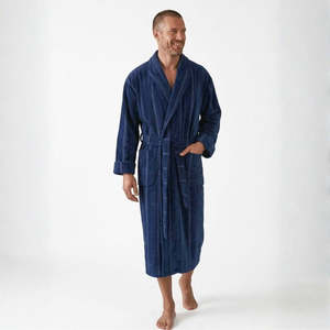Bamboo And Silk Sleepwear: Topstitch Men's Robe