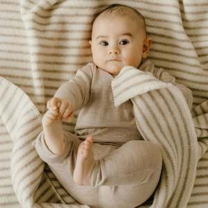 Blankets And Throws: Baby Wool Blanket NZ Wool - Stripes