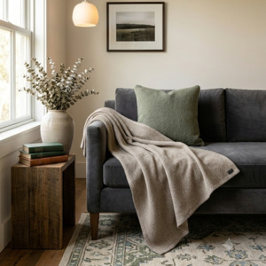 Luxury: Plated Herringbone Throw - Merino, Possum & Silk