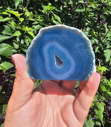 Pink Amethyst Geodes: Blue Dyed Agate Cave