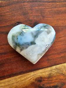Hearts Available: Moss Agate Puff Heart