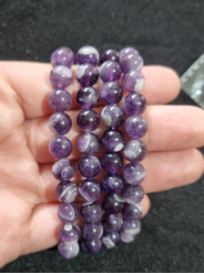 Bracelets: Chevron Amethyst Sphere Bead Bracelet