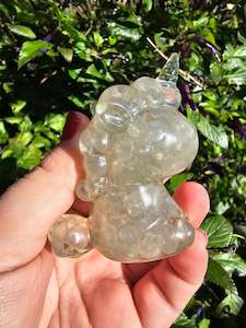 Clearance: Angel Aura Quartz Chip Filled Resin Unicorn