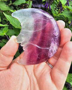 Carvings: Rainbow Fluorite Moon